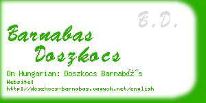 barnabas doszkocs business card